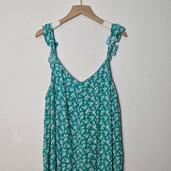 The Nines by Hatch Flounce Maternity Jumpsuit Size Large Green - Picture 4 of 7